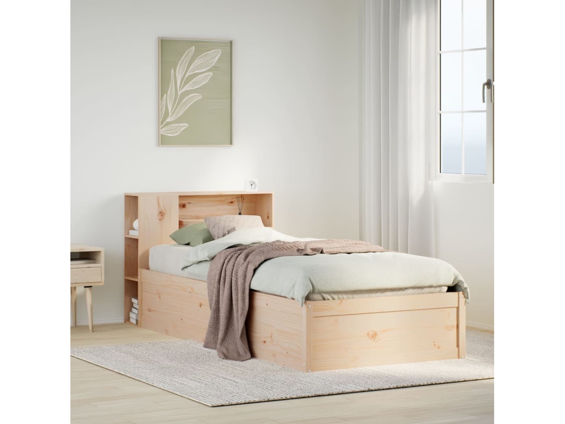 Estructura De Cama Sin Colchón Madera Maciza Pino 75x190 Cm