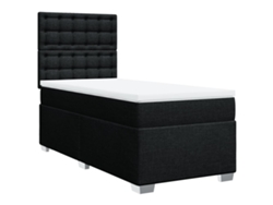 Maison Exclusive - Cama Box Spring Con Colchón Tela Negro 100x200 Cm