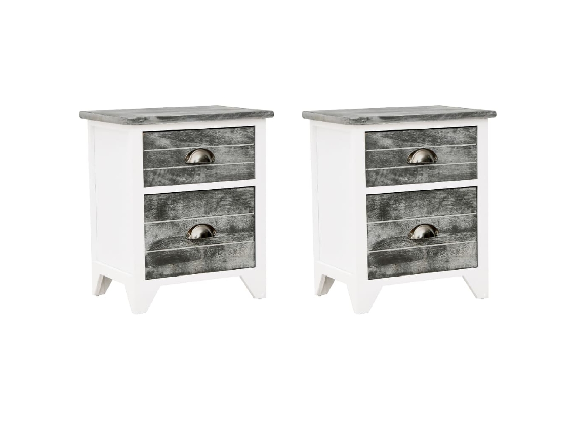 Maison Exclusive - Mesitas De Noche Con Cajones 2 Unidades Gris Y Blanco