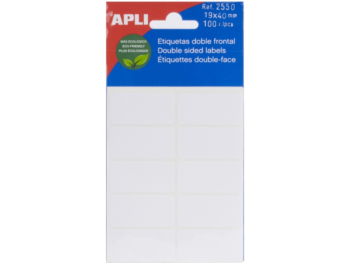 Doble Etiqueta Frontal APLI (Blanco - 19 X 40 mm)