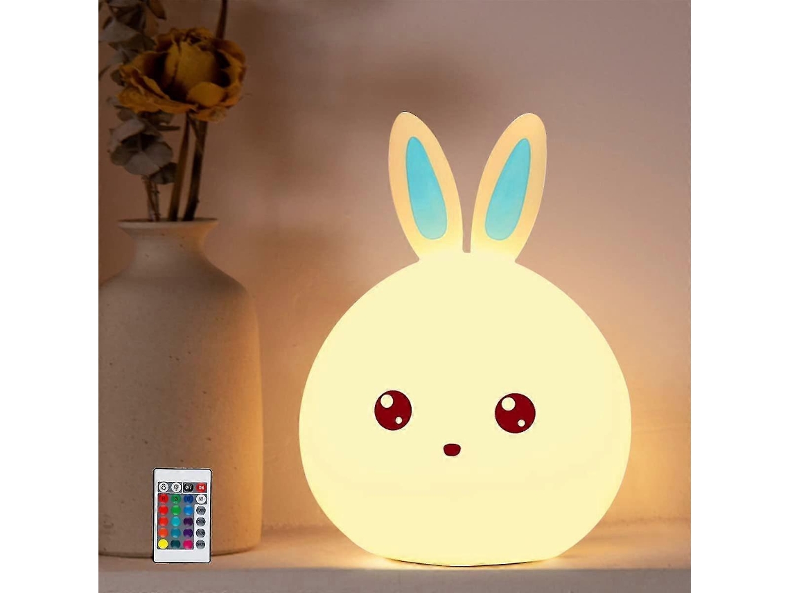 Luz nocturna de conejito, luz nocturna LED portátil recargable de silicona, luz táctil de conejito, luz nocturna USB Rosewell