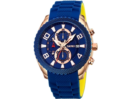VEANXIN Reloj con Correa de Silicona Reloj de Seis Manos Reloj de Pulsera Impermeable-oro rosa azul