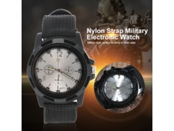 Reloj De Pulsera Militar Analógico Electrónico Con Esfera Plateada