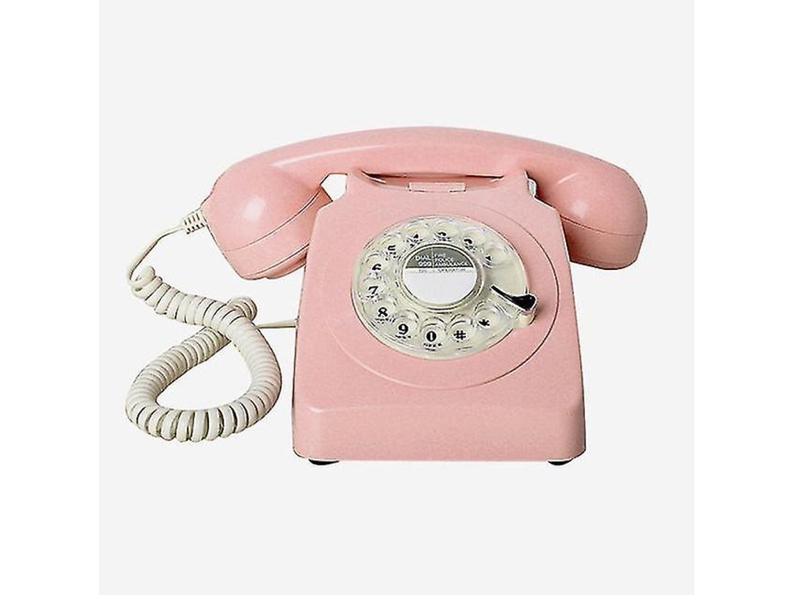 Teléfono Antiguo De Disco Giratorio Rosa De Los Años 30 Con Cable Para El Hogar O La Oficina.
