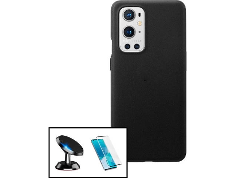 Carcasa + Protector + Soporte Magnético OnePlus 9 Pro PHONECARE Silicona Líquida Negro