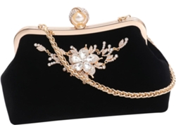 Bolsa De Mão Feminina Elegante Em Tecido Aveludado Para Banquetes Com Strass.