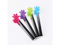 Juego de 4 mini pinzas de acero inoxidable con puntas de silicona para helados y canapés.