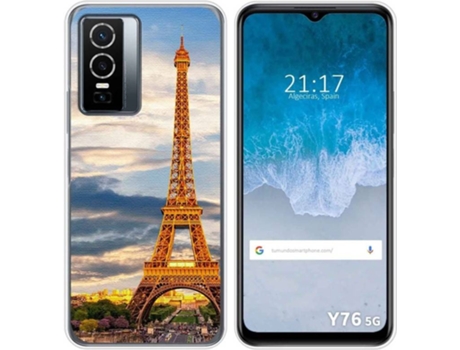 Carcasa para Vivo Y76 5G TUMUNDOSMARTPHONE Dibujos Paris Multicolor