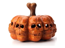 Adorno de calabaza con calavera LED para decoración de Halloween en interiores, resina, luz cálida.