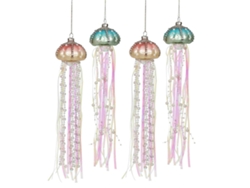 Adornos navideños de cristal con un toque especial: perlas de estrás y medusas para una Navidad con aire costero - Rosewell