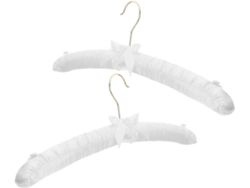 Juego 2 Perchas Blancas Acolchadas Espuma 38 Ganchos Dorados Botones Antideslizantes Vestidos Novia Delicada