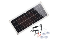Panel Solar Monocristalino De 10 W Y 12 V Con Cargador Usb Y Pinza De Cocodrilo Para Coches Y Baterías.