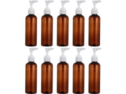 Nuobesty Pack de 10 botellas dispensadoras de plástico marrón de 100 ml para champú y loción, ideales para viajar.
