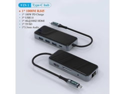 Adaptador USB-C a 4K HDMI VGA Pantalla dividida RJ45 3.0 PD 100W SD TF Pantalla digital Accesorios para PC Chaberlu