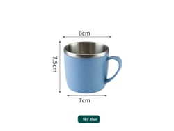 La Taza De Café (azul Cielo 220 Ml) Cuenta Con Un Asa De Plástico Y Un Cuerpo De Acero Inoxidable Resistente Al Calor De Doble Pared.