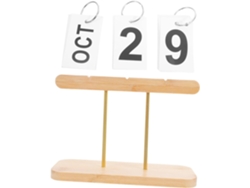 Calendario Perpetuo De Bambú Reutilizable Y Decorativo Con Tapa Abatible Para Escritorio