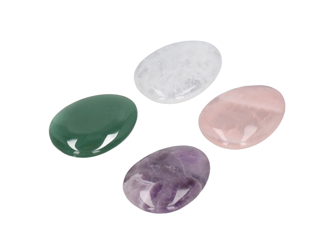 4 Piedras Naturales De La Tranquilidad Para Masajes Y Alivio De La Ansiedad En El Pulgar Y La Palma De La Mano. Regalo Ideal.