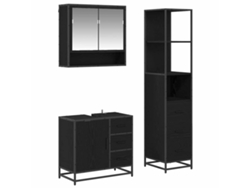 Conjunto de muebles de baño con puerta, 3 piezas, roble negro, MAISON EXCLUSIVE