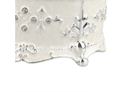 Exquisito y elegante joyero vintage de aleación metálica, organizador de joyas antiguas para anillos, pendientes y collares, en plata y blanco. Hengjian