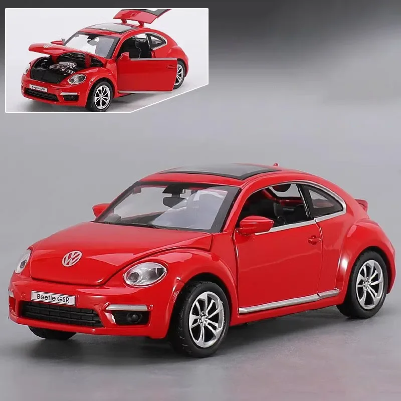 (beetle Red) Escala 1:32, Con Efectos De Sonido Y Luz, Modelo De Aleación Fundida A Presión