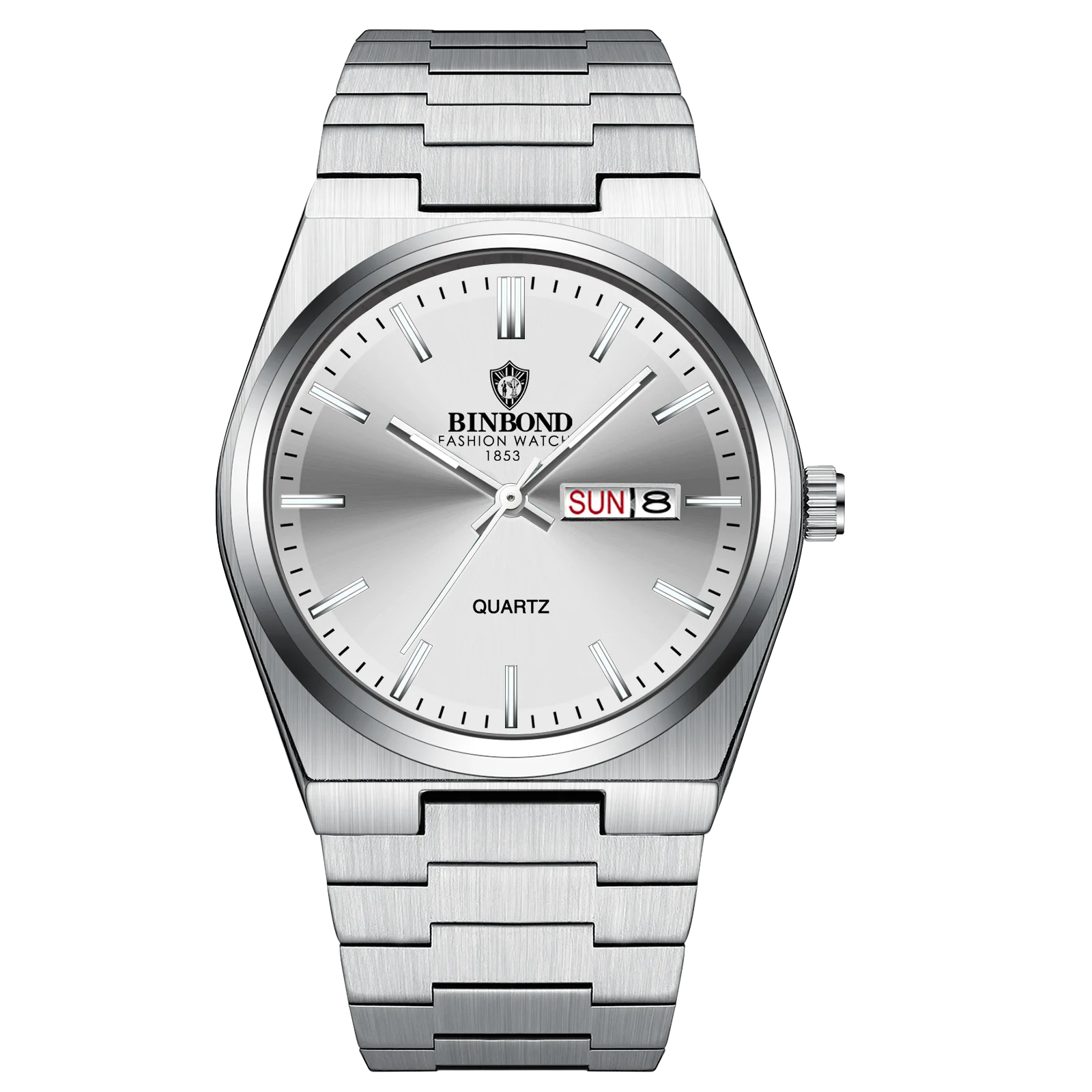 Reloj De Cuarzo De Lujo Para Hombre (totalmente Plateado), Resistente Al Agua Y Luminoso, Con Indicador De Fecha Y Día.