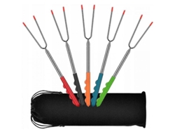Juego De 5 Tenedores Retráctiles Para Barbacoa, Accesorios Para Barbacoa.