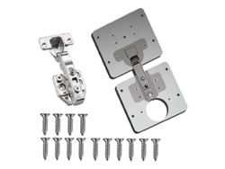 Accesorio de reparación de bisagras para puertas de gabinete, fácil instalación, acero inoxidable de 3,9 x 3,5 (2 placas, 1 bisagra, 16 tornillos)