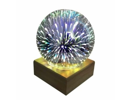 (Fuegos artificiales) Efecto 3D LED Soporte de lámpara de bola luminosa Fuente de alimentación USB Decoración del hogar Regalos para niños