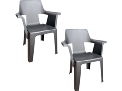 Set De Sillas Plasticas Para Terraza, Jardín, Patio, Playa, Camping, Exterior, Apilables, Interior, Exterior (2x Gris Antracita)