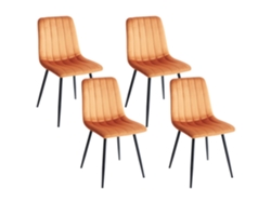 Sillas De Estilo Escandinavo Beliani Kalispell De Terciopelo Naranja 45x62x88