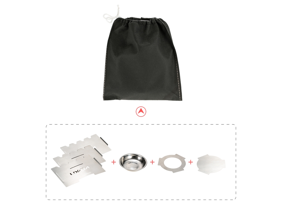 Estufa De Leña Portátil, Acero Inoxidable Lijado, Plegable, Ligera, Para Acampar, Picnic, Senderismo, Con Placa De Combustible Para Alcohol Sólido.