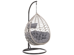 Silla colgante con soporte BELIANI Arsita de Ratán sintético Gris 100x97x199