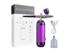 Pulverizador de uñas portátil con compresor, pulverizador metálico recargable MDUG (morado)