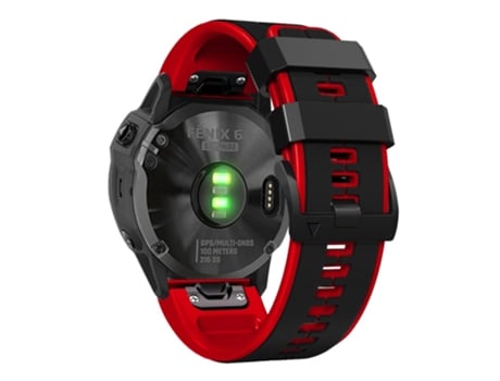 Correa de Silicona dos colores 22mm para Garmin Descent G1/Fenix 7/Fenix 6 Pro/Fenix 5 Plus - negro/rojo