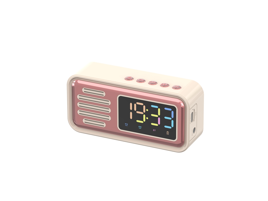 Altavoz Bluetooth inalámbrico Yuysan, reloj despertador, compatible con reproducción de tarjetas, S22 amarillo claro