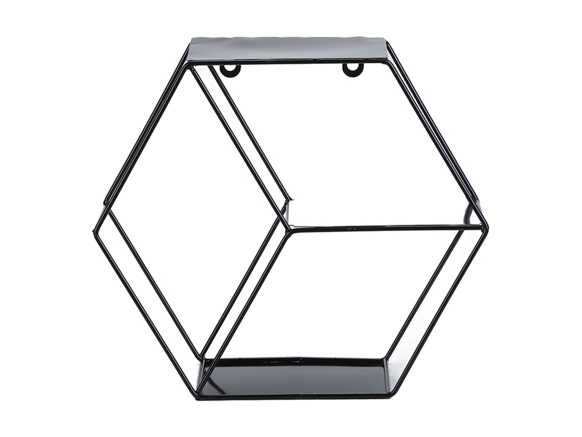 Baok - Estantería hexagonal sencilla de hierro forjado para dormitorio, sala de estar, oficina, decoración de pared negra.