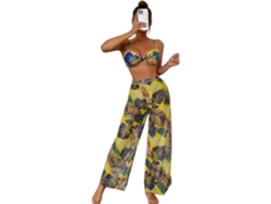 Conjunto De Traje De Baño De Dos Piezas Para Mujer Con Estampado Floral Y Pantalón Largo Push-up.