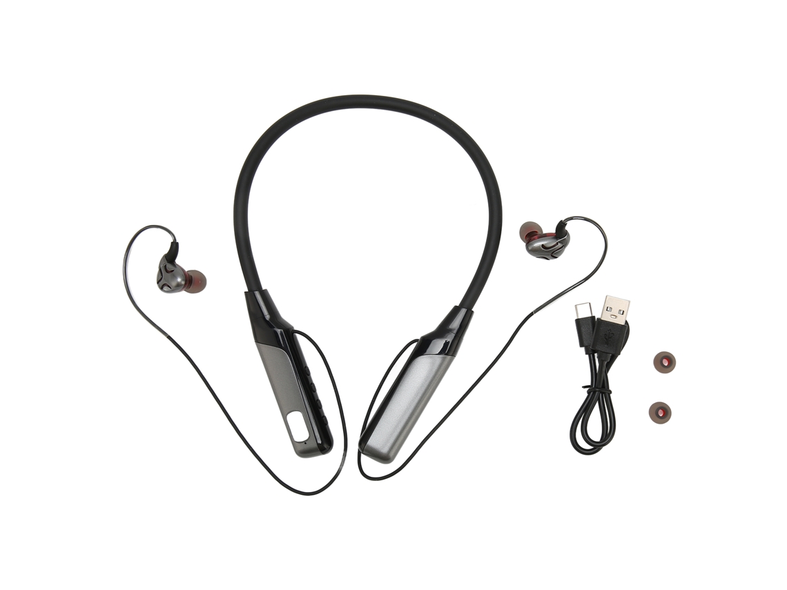 Auriculares Bluetooth Negros Con Banda Para El Cuello, Cancelación De Ruido, Compatibilidad Con Tarjetas Y Batería De Larga Duración Para Deportes Al Aire Libre.