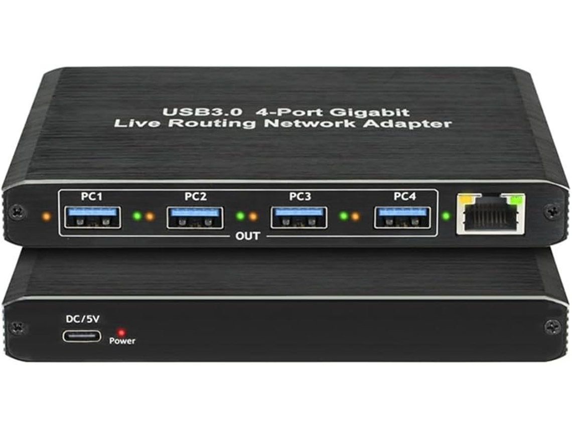 Adaptador De Red Gigabit Usb 3.0 Plug And Play Con 4 Puertos Rj45