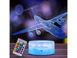 Luz Nocturna Infantil, Tira De Luz Visual 3d Con Control Remoto, 16 Cambios De Color. Avión. Siurn