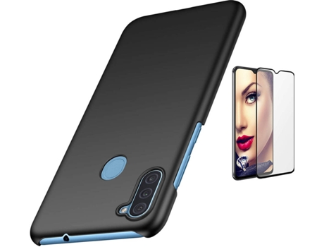 Kit Carcasa Y Protector Samsung M11 Full Cover Turtleshell Negro