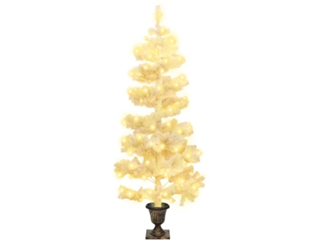 Árbol de Navidad VIDAXL en espiral con luces y macetero blanco (120 cm)
