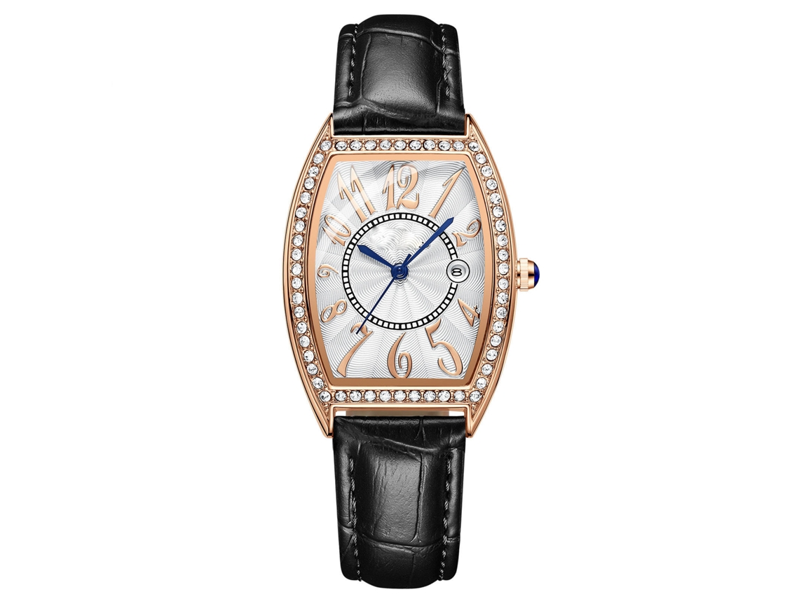 Reloj De Mujer Con Diamantes De Imitación, Elegante, Resistente Al Agua, De Aleación, Con Correa De Pu, Regalo De Cumpleaños.
