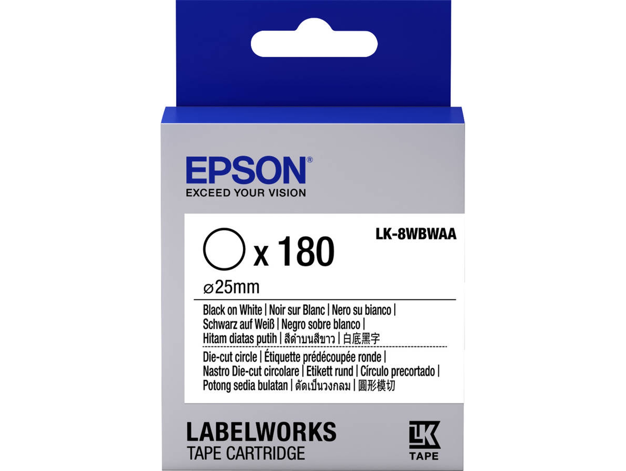Cartucho de etiquetas cortadas EPSON LK-8WBWAA - C53S658901