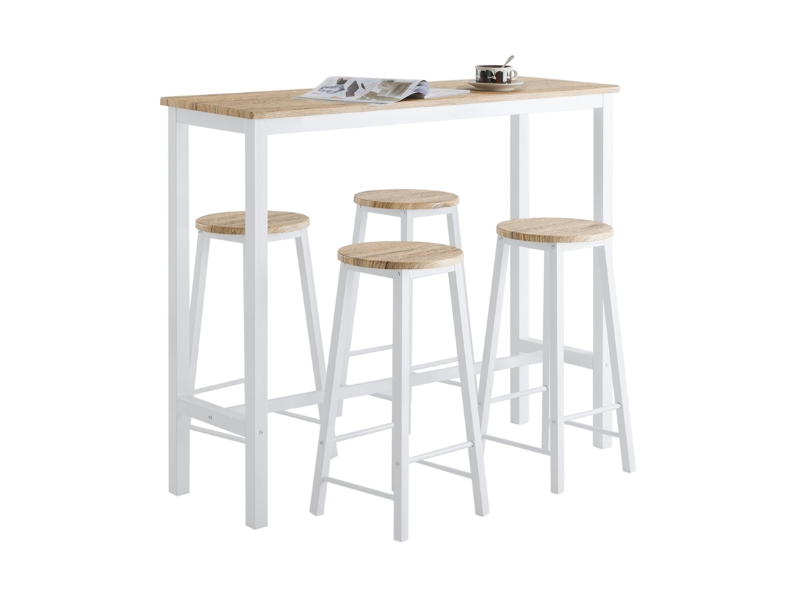 Conjunto de Comedor SOBUY (Marrón y Blanco - MDF y Metal - 120x40x100cm)