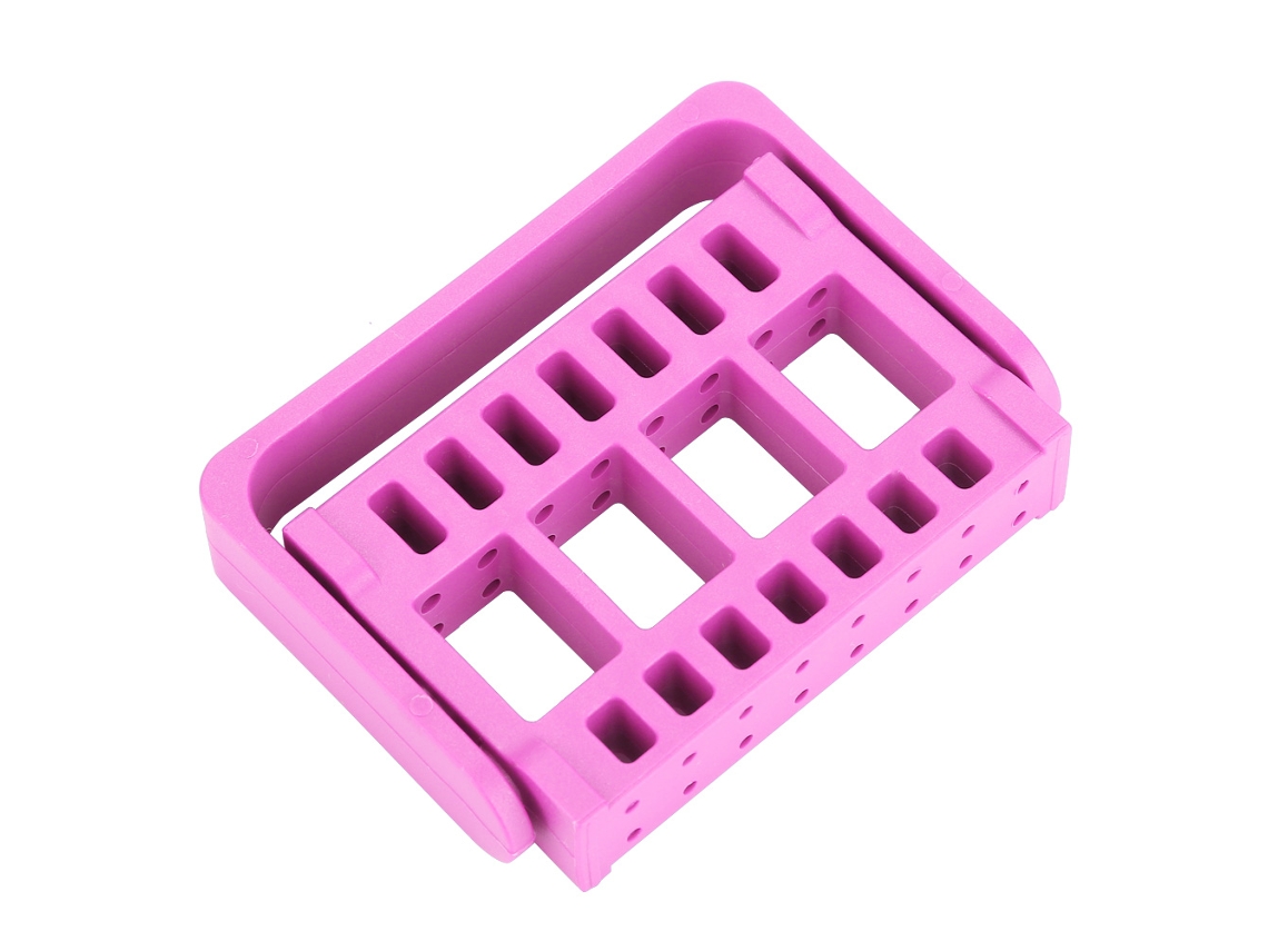 Soporte De 16 Orificios Para Brocas Dentales Y De Uñas Para Manicura Y Taller De Herramientas (rojo Rosa)