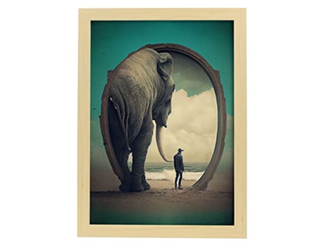 NACNIC Poster Elefante En Estilo Surrealismo Cinematográfico Ilustraciones Y Grabados De Historieta Abstracta Y Artística A3 Marcos Madera