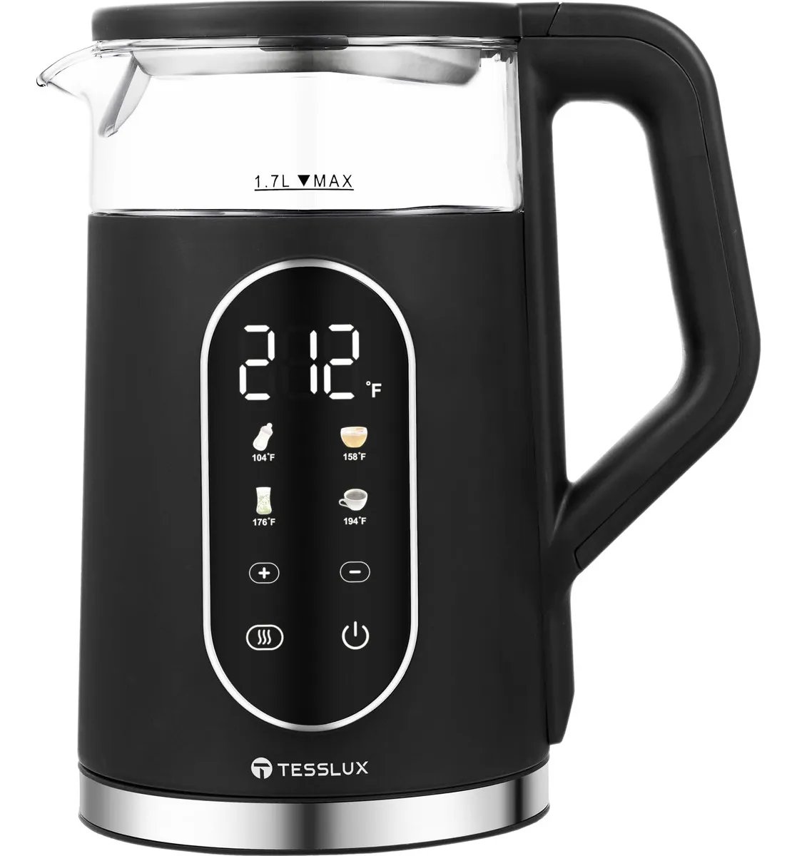 Hervidor eléctrico Tesslux de 1,7 L y 1500 W con control de temperatura