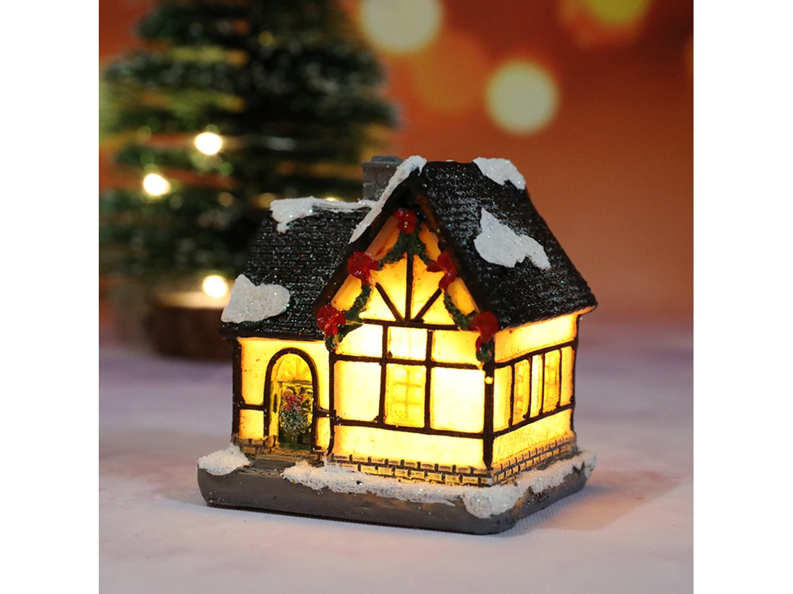 Pueblo navideño con casas iluminadas por LED, decoración interior y adornos navideños Siurn (d)