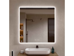 Espejo de Baño con Luz LED Perimetral, Luz Regulable en 3 Colores e Intensidades, Antivaho, Aluminio Blanco 80 x 80 cm Bellobath